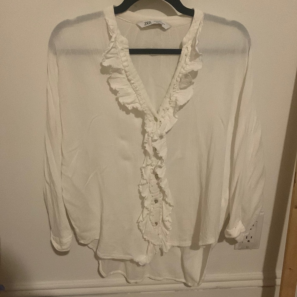 ZARA white cotton blouse